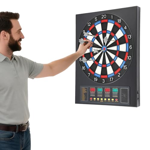 DYRABREST Electronic Dartboard Set with Automatic Scoring, LED Display Voice Prompt, Wall Mounted Dart Board Game for Home, Party, Office, Bar