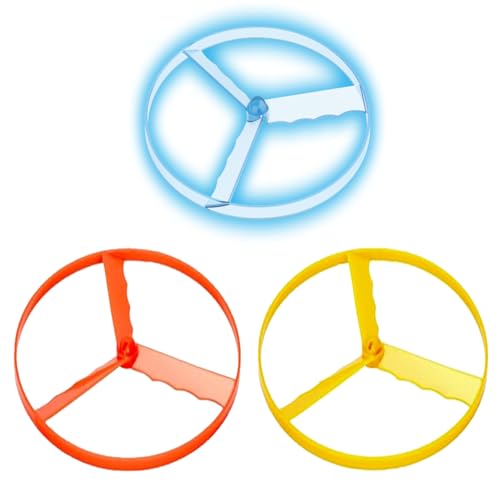Glow in The Dark Replacement Spinners for Flying Disc Launcher Toy, KU Flying Backup Disc for Rechargeable Spinning Interactive Outdoor Game Shooter, Pack of 3