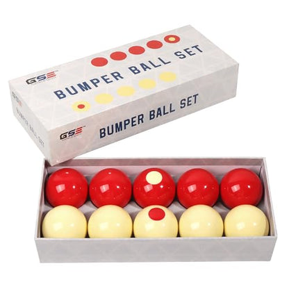 GSE Games & Sports Expert 2-1/8" Regulation Size Bumper Pool Balls, Standard Set of 10 Billiard Ball Set, Bumper Pool Table Accessories