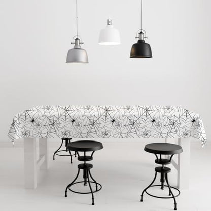 2 Pack Halloween Plastic Table cloths Christmas Plastic Table Covers Disposable Table Cloths for Christmas Party BBQ Picnic TableCovers Waterproof TableCloth White Spider Web Table Covers 54 x 108 in - color: White Spider Web