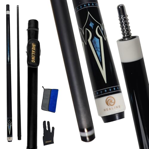 58" 19-20oz 2-Piece Carbon Pool Cue Stick 11.8mm Tip Billiard Carbon Fiber Clue, Billiard Supplies 1/2 Joint Handmade Straight Fit Ball/Black Eight, Nine Balls 19-20oz (Play Cue) - color: Black-4