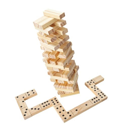 VEVOR Tumbling Timber Toy, 54 Blocks, Pine Wood Tumbling Tower Game with Storage Crate, Tumble Tower Blocks, Multiple Ways to Play Wooden Stacking Game for Indoor and Outdoor Family Gatherings