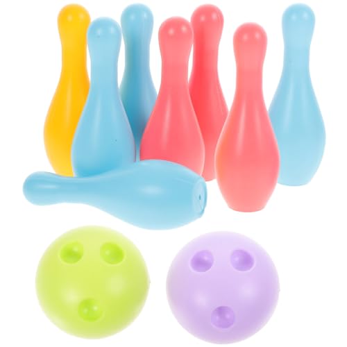 STOBOK Indoor Children Bowling Toys Set 10 Plastic Toy Bowling Pins & 2 Balls Interactive Parent-Child Sports Game to Enhance Motor Skills and Hand-Eye Coordination