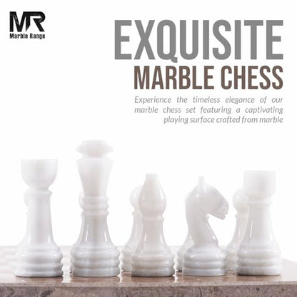 Marble Chess Set 15" Inches Oceanic and White with Storage Box and 2 Extra Queen Handmade Classic Board Games for Adults, Luxury Marble Chess Board & Chess Pieces for Gifts - color: Oceanic & White