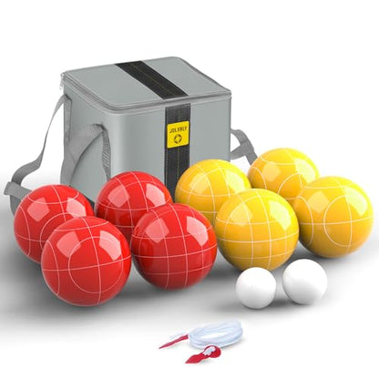 Professional Grade 107mm Bocce Ball Game Set Regulation Size and Weight 920g for Official Tournaments (Red and Yellow) - style: Premium 107mm Red and Yellow