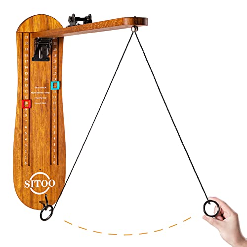 Ring Toss Game for Adults, Outdoors Games, Wall Mounted Hook and Ring Game with Foldable Arm - color: Wood