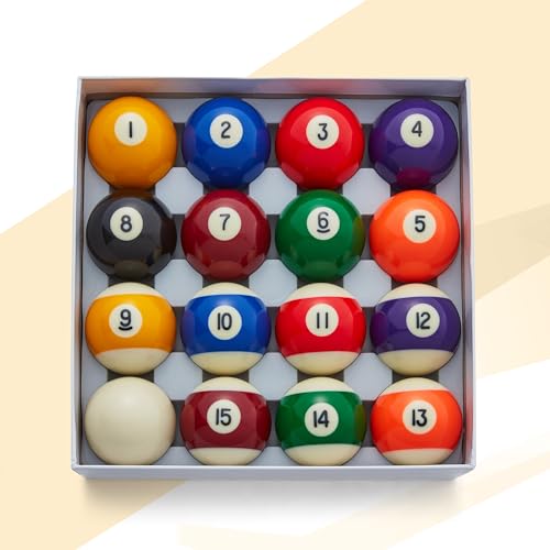 Cue-King Pool Balls, 2-1/4" Regulation Size, Billiard Ball Set | Grade AA, Premium