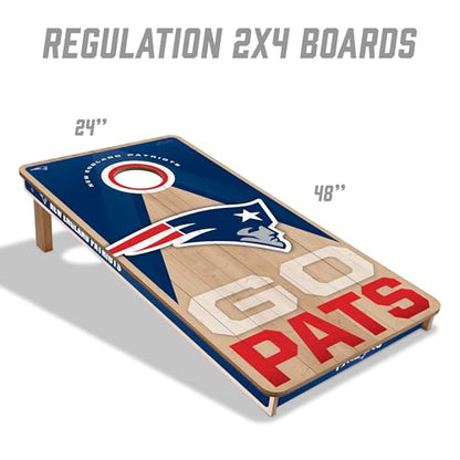 YouTheFan NFL 2' x 4' Slogan Series Professional Wood Cornhole Game with Logo Bags - color: New England Patriots
