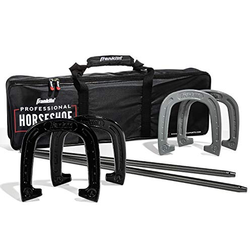 Franklin Sports Horseshoes Sets - Game Sets for Adults + Kids - Includes (4) Horseshoes and (2) Ground Stakes - style: Professional