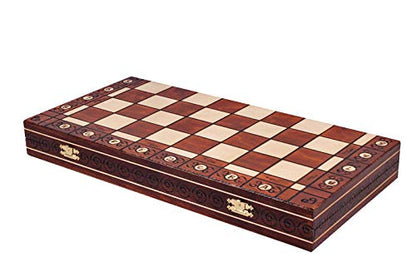 Chess and games shop Muba Dubrovnik 6EF Handmade Wooden Chess Set 21 Inch Board with Standard Plastic Wood Imitation Chessmen- Storage Box to Store All The Piece
