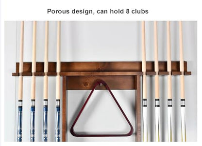 Wall Mounted Billiard Stick Holder,Holds 8 Pool Cue Sticks Pool Cue Rack,Solid Wood Billiards Accessories for Billiard Room Club Bar(Black) - color: Black