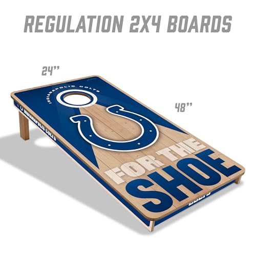 YouTheFan NFL 2' x 4' Slogan Series Professional Wood Cornhole Game with Logo Bags - color: Indianapolis Colts