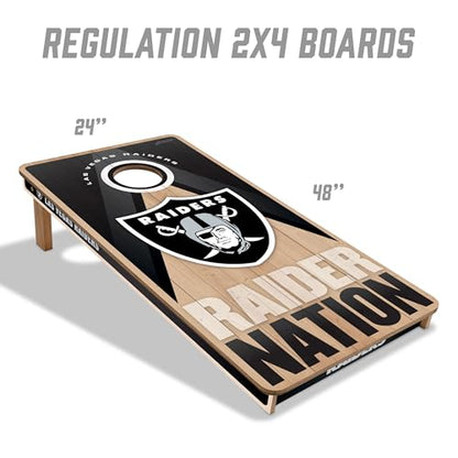 YouTheFan NFL 2' x 4' Slogan Series Professional Wood Cornhole Game with Logo Bags - color: Las Vegas Raiders