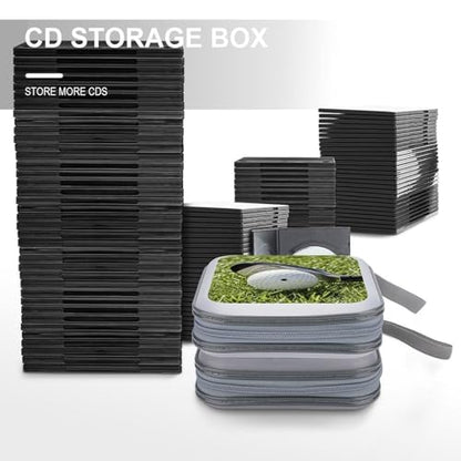 Golf Ball CD Case 40 Capacity DVD Case Holder Hard Plastic DVD Disc Storage Binder for Car Portable Zipper Disc Storage Organizer Wallet Bag for Home Travel