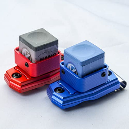 KONLLEN Magnetic Pool Chalk Holder Aluminum Alloy Belt Clip | Portable design, durable metal construction, quick access,metal cue chalk case for pool, snooker and carom - color: Red