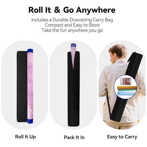 32x32 Non-Slip Noise Reduction Mahjong Mat with Rules for Learning | Pink & Blue Portable Rubber Mahjong Table Cover with Bag for Poker Board Games Cards Tiles & Dominoes - color: Pink & Blue
