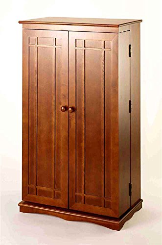 Leslie Dame Solid Oak Multimedia Storage Cabinet with Classic Mission Style Doors, Walnut - color: Walnut