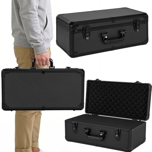 20 Inch Carrying Case With Customizable Pre-Diced Foam, Aluminum Case, Aluminum Alloy Sturdy Build, Storage Case for Microphone, Equipment, Camera, Tools, Recorder, etc - size: 20.4x10.2x7.9 Inch