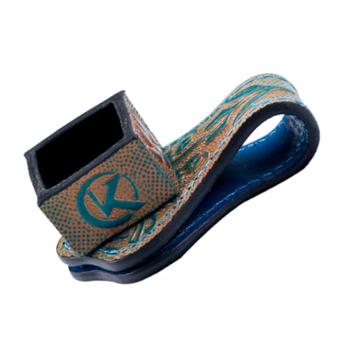 KONLLEN Leather Engraved Chalk Holder Magnetic Vegetable Tanned Leather Pool Cue Snooker Silent Billiard Accessories - color: 03VT Holder-Square-Blue