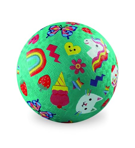 Crocodile Creek Playground Ball - Durable Rubber Ball for Kids Ages 3 and Up - Bouncy Inflatable Ball for Kickball, Indoor Games, and Outdoor Sports - PVC-Free - color: Smiley, size: 7 Inch
