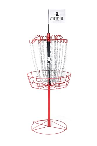 2-in-1 Adjustable Disc Golf Basket - Standard to Skinny Target - color: Red