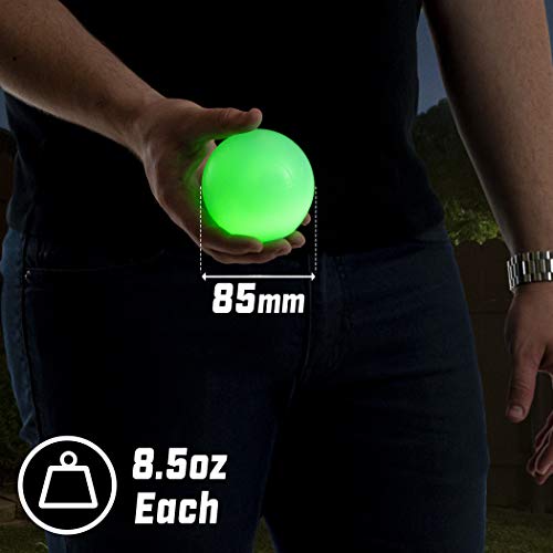 GoSports LED Bocce Ball Game Set - Includes 8 Light Up Bocce Balls, Pallino, Case and Measuring Rope - Choose 85 mm or 100 mm - size: 85 mm Backyard Size