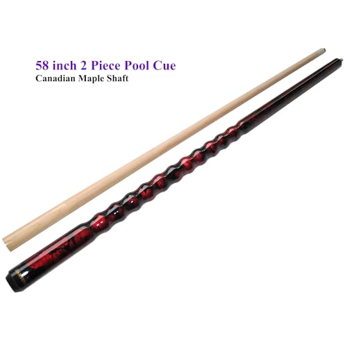 58" Pool Cue Stick,13mm 2-Piece Maple Hardwood Ergonomic Design Billiard Cues Kit,19/20/21oz - color: Wine, style: 19oz
