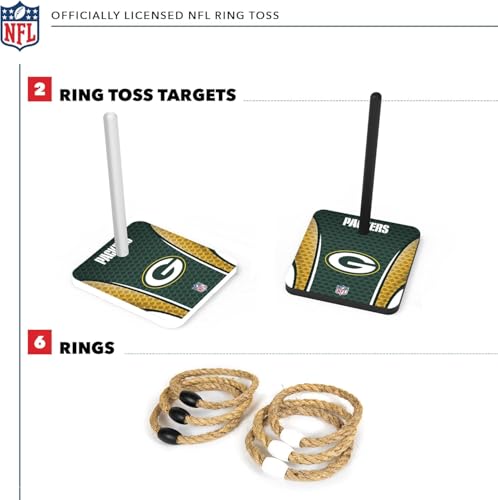 Solid Wood NFL Quoits Set with Direct Print HD Team Graphics – Tailgate Ring Toss Game – Great Gift for Any Football Fan! Ring Toss Family Outdoor Games for The Beach