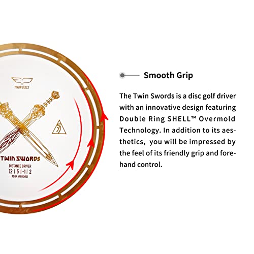 yikundiscs Yikun Twin Swords Understable Distance Driver| Pro Worlds 2025 Limited Edition | Beginner-Friendly Max-Distance Disc | Wind-Resistant & Easy-Glide Control | PDGA Approved 170-175g - color: Golden