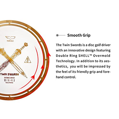 yikundiscs Yikun Twin Swords Understable Distance Driver| Pro Worlds 2025 Limited Edition | Beginner-Friendly Max-Distance Disc | Wind-Resistant & Easy-Glide Control | PDGA Approved 170-175g - color: Golden