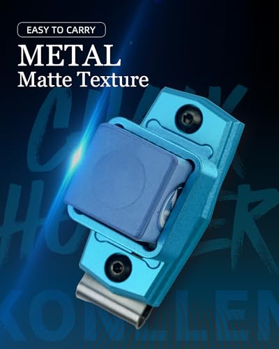 KONLLEN Magnetic Pool Chalk Holder and Nano Cue Chalk Set, Low-Dust Billiard Chalk Combo with Quick One-Hand Access for Better Grip and Control - color: Blue with Blue Holder