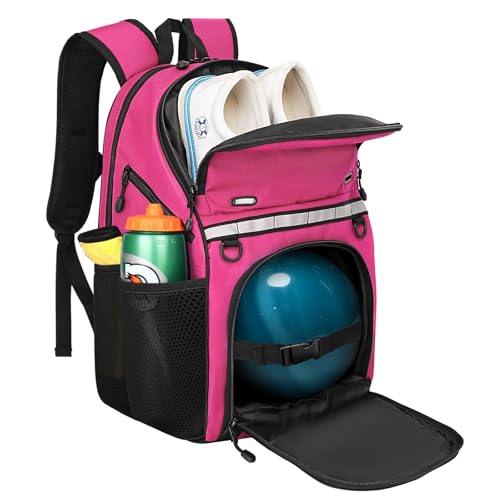 Goloni Bowling Backpack,Single Ball Bowling Bag with Shoe Compartment Up to Size 16,Bowling Bag with Padded Ball Holder - color: Pink