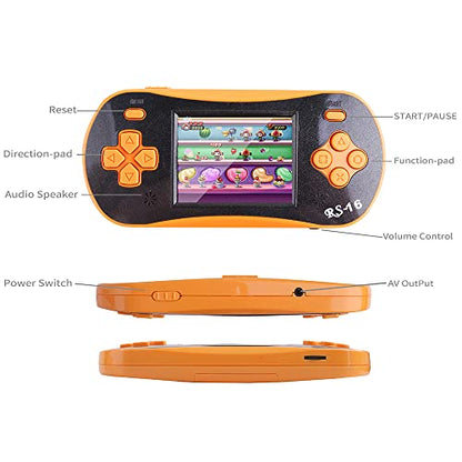 RS16 Portable Classic Game Controller - Built-in 260 Games, 2.5 inch LCD, Retro Arcade Video Game System - Children's Birthday Gift (Orange) - style: Orange