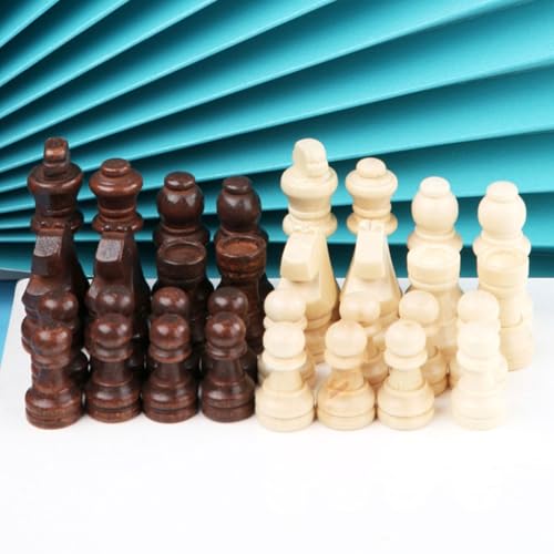 32Pcs Chess Pieces Only,Wooden International Chessmen Pieces,Hand Carved Figures Chess Game Pawns (2inch)