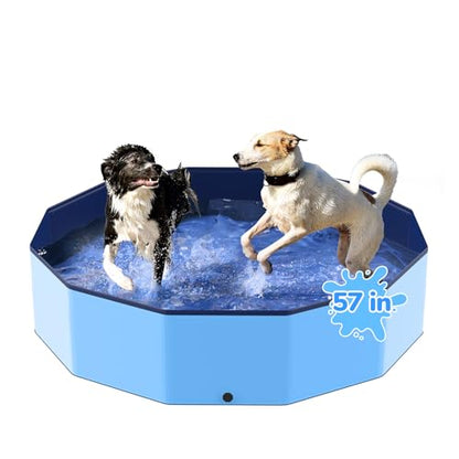 57'' Foldable Dog Pet Bath Pool, Heavy Duty Non-Slip Kiddie Pool, Plastic Pet Wading Pool for Puppy Small Medium Large Dogs, Indoor and Outdoor Kids Pet Dog Bathtub - size: XL - 57*12 IN - 132 Gal