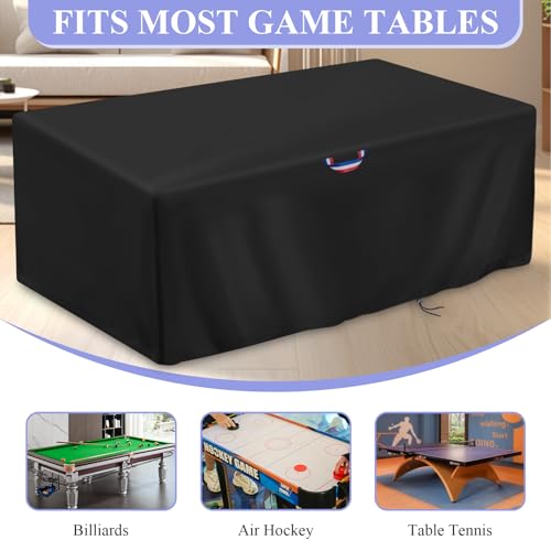 POMER Pool Table Cover - 100 inch Waterproof Table Cover for 8 Foot Snooker Billiard Tables Dustproof 7/8/9 FT Billiard Table Cover - 100x56x32 inch
