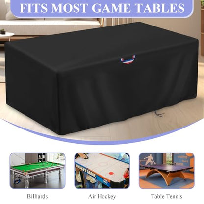 POMER Pool Table Cover - 100 inch Waterproof Table Cover for 8 Foot Snooker Billiard Tables Dustproof 7/8/9 FT Billiard Table Cover - 100x56x32 inch