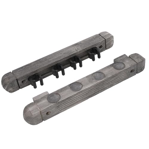 Wall Mounted Cue Rack Pool Cue Wall Rack Billiard Stick Holder Solid Wood with Brushed Silver Grey Finish Space Saving Modern Design for Billiard Sticks Storage in Home or
