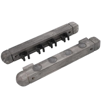 Wall Mounted Cue Rack Pool Cue Wall Rack Billiard Stick Holder Solid Wood with Brushed Silver Grey Finish Space Saving Modern Design for Billiard Sticks Storage in Home or