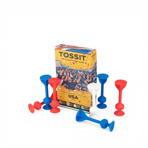TOSSIT Suction Cup Darts, Toss Game Perfect Family and Party, Silicone Throwing Game for Backyard, Indoor and Outdoor Fun, Starter Pack, World Football Edition - color: USA