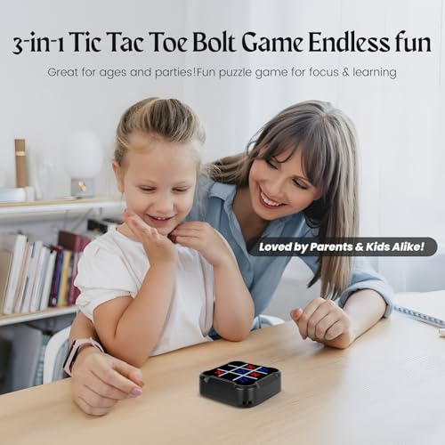 Tic Tac Toe, 4 in 1 Handheld Educational Game Machine, Electronic Tic Tac Toe Game for Education and Memory Growth, Home, Toy Board Game for Kids and Adults (Black) - color: Black
