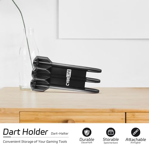 CyeeLife Dart Carrying Case: Adjustable, Portable Dart Storage Box with Key-locking Clasp, Holds 3 Fully Assembled Darts Up to 17.3cm/6.8 inches, Black, Solid, Unisex