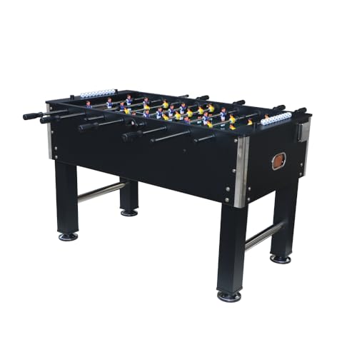 Virubi 54-inch Soccer Table with American Sporty Design, Foosball Football Game Table for Kids Adults, Wooden Steel Construction Black for Indoor Family Dining Room