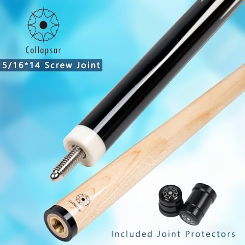 Collapsar CA Pool Stick with 1X1 Hard Case,58" Maple Professional Billiard Cue Stick,19-21 oz Pool Cue Set - color: CA007+Joint Protector+Hard Case, size: 19 ounce