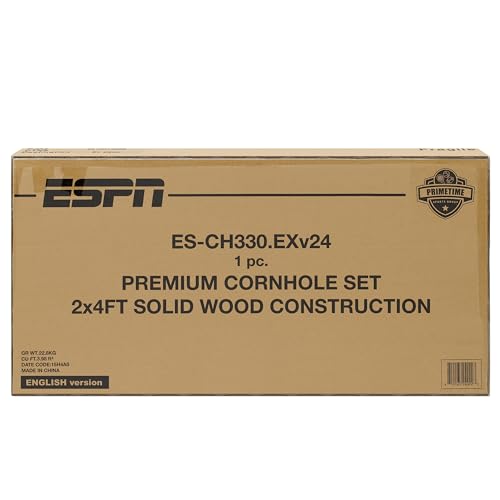 ESPN Solid Wood Cornhole Board Set, Includes Bean Bags and Travel Case, Ideal for Outdoor Games - style: 2x4