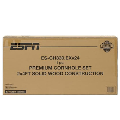 ESPN Solid Wood Cornhole Board Set, Includes Bean Bags and Travel Case, Ideal for Outdoor Games - style: 2x4