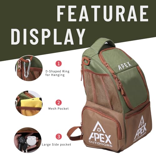Disc Golf Bag, Large Disc Golf Backpack Holds Over 21 Discs, Durable & Lightweight with Multiple Storage Pockets - color: Green
