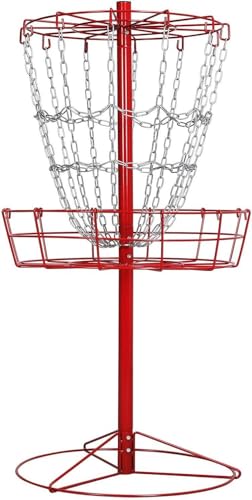 Yaheetech Disc Golf Basket Portable Disc Golf Practice Set 12/24 Chain w/Basket Target and Double Steel Chains for Outdoor - color: Red