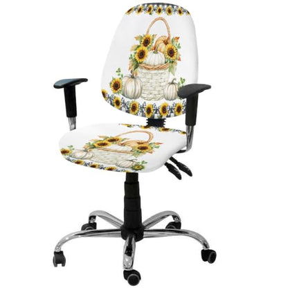 Savannan Office Chair Cover, Rustic Sunflower Pumpkin Protective Stretch Elastic Universal Cover for Desk Task Chair,Computer Rotating Chair 1 Pcs Watercolor Autumn Harvest Plaid
