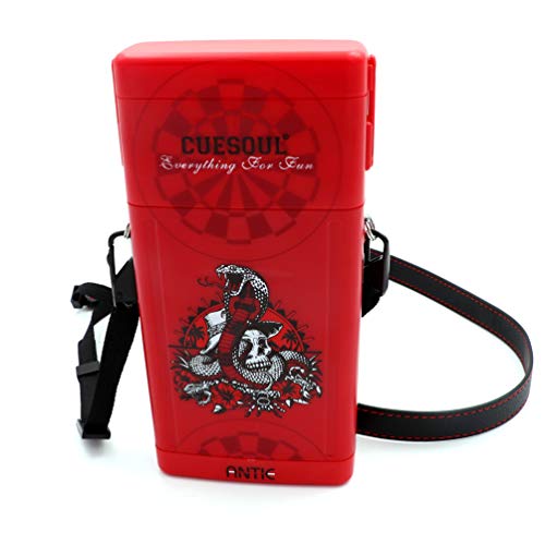 CUESOUL ANTIE Hard Dart Case, Holds 6 Steel/Soft Tip Darts & Extra Tips, Shafts & Flights, Durable Use - color: Red Handsome Snake